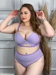 Plus Size Bra & Panty Sets - Màu tím - Xem 1