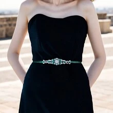 1pc New Wedding Belt, Green Ribbon, Versatile Dress Waist Decoration, Bridal Accessory - Green - View 1