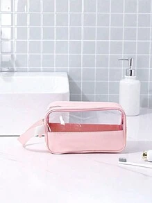 1 件装 透明 PVC 化妆包 化妆工具防水 便携式拉链化妆收纳包 简约 女士浴室洗漱包 妈妈礼物 沙滩包 沙滩必需品 沙滩巾收纳包 沙滩配件 沙滩用品 度假包 夏季度假必备品 - 粉色 - 查看 9