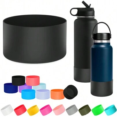 Protective Silicone Boot For Vacuum Cup 12-40 Oz Standard And Wide Mouth Water Bottles,  Anti-Slip Bottom Sleeve Cover For Stainless Steel Water Bottle