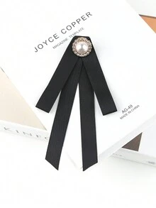 1個女士黑色假珍珠裝飾領子,簡單時尚,適合日常穿著、約會和派對 - 黑色 - 查看 1