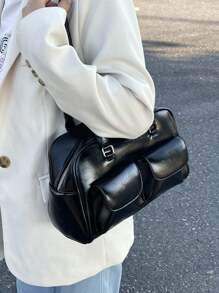 Torba pod pachę z wnęką, damska jesienna, nowa, retro, duża torba na ramię, luksusowa torebka do dojazdów do pracy, torba szkolna, duża pojemność, przenośna, dla nastolatek, studentek, pracowników umysłowych, idealna do pracy, na powrót do szkoły, do gimnazjum, liceum, na studia, japońska torba, elegancka torba damska, uliczna i japońska torba damska