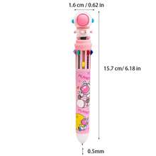 1 支随机卡通宇航员 10 色圆珠笔、可爱卡通宇宙飞船多色笔、弹簧式 10 色笔、创意按钮多色笔、学生文具彩色笔、极具吸引力的多色涂鸦笔 - 彩色 - 查看 11