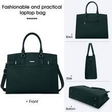 Laptop Bags For Women Tote Bag 15.6 Inch Ladies Leather Large Laptop Work Handbag Designer Business Office Computer School Shoulder Bag - Dark Green - View 5