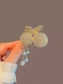 1pc Women's Small Rhinestone Decor Rose & Butterfly Claw Clip For Daily Wear Elegant Hair Claws Hair Clips Hair Jaw Clip Hair Clamps Hair Clutch Hair Catcher Clip Fall Winter Hair Accessories For Women For Vacation Outfits Woman Flower Hair Clip Summer - White - View 5