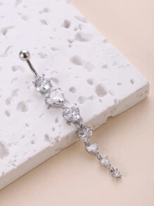 1pc Vibrant Rhinestone Heart Shaped Navel Ring In Various Sizes Valentines