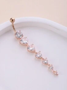 1pc Vibrant Rhinestone Heart Shaped Navel Ring In Various Sizes Valentines