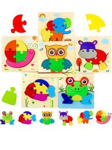 1入兒童拼圖3d立體積木組裝有助於智力發展男女童木製早教玩具作為兒童聖誕禮物 - 金魚 - 查看 5