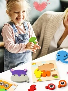 1入兒童拼圖3d立體積木組裝有助於智力發展男女童木製早教玩具作為兒童聖誕禮物 - 金魚 - 查看 9