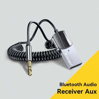  Essager藍牙AUX適配器，無線汽車藍牙接收器，USB轉3.5mm插頭音頻音樂麥克風免提適配器，適用於汽車音箱