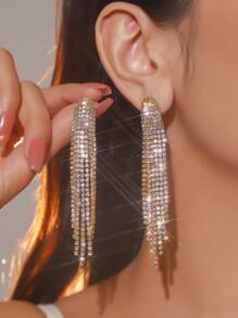 時尚長流蘇彩虹色水晶耳環女士1對 - 彩色的 - 查看 1