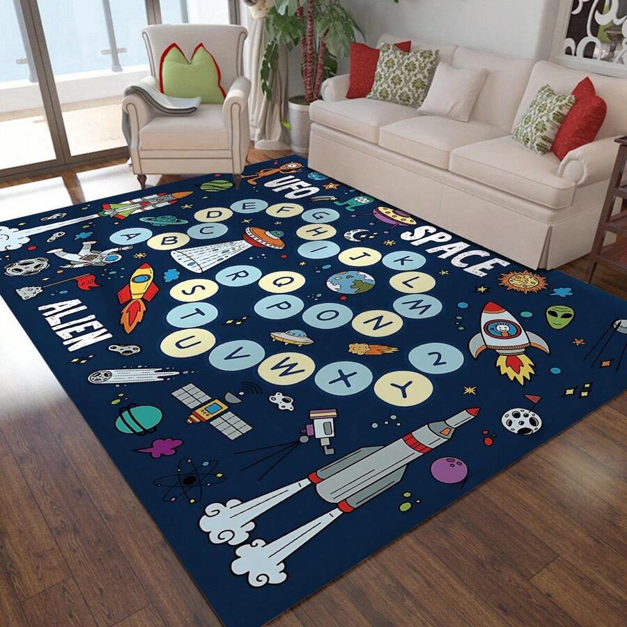 1 件地毯游戏垫，可爱设计汽车游戏垫，适用于玩具车和火车，防滑背衬地毯，适合游乐区，趣味床罩，卧室和游戏室的理想礼物