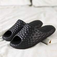 Women'S Summer Solid Color Casual Slippers, Eva Anti-Slip, Breathable, Lightweight Home Shoes - Black - View 2