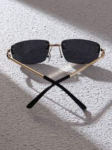 1 Pair Fashionable Men's Rimless Square Eyeglasses, Suitable For Driving, Fishing, Daily Life And Outdoor Travel - Brown - View 3