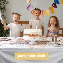 1條白色桌布,高檔質感,絨面質地,縫邊處理,適用於派對、婚禮、戶外、家用、酒店 - 白色 - 查看 5