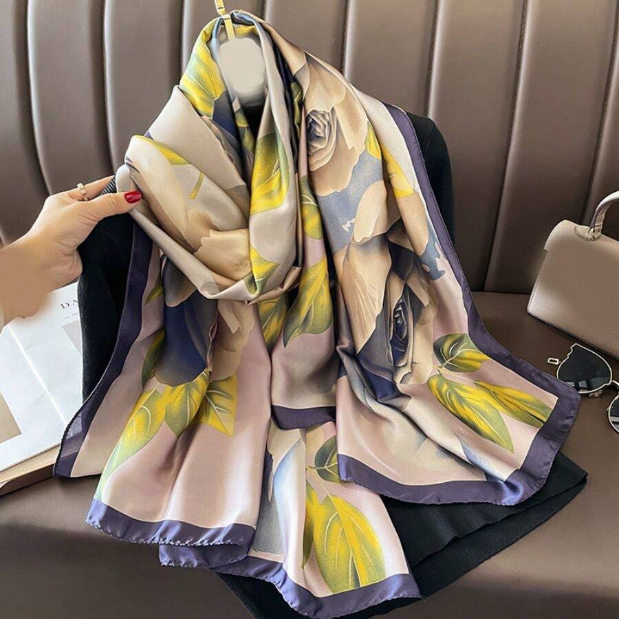 新款印花雪紡&絲巾/沙灘巾/沙漠圍巾,長度適中,多功能使用 - 彩色 - 查看 1