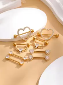 Conjunto de 4 pares de aros de acero inoxidable decorativos para pezones en forma de corazón, U y círculo para San Valentín