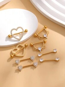 Conjunto de 4 pares de aros de acero inoxidable decorativos para pezones en forma de corazón, U y círculo para San Valentín