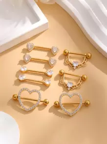 Conjunto de 4 pares de aros de acero inoxidable decorativos para pezones en forma de corazón, U y círculo para San Valentín