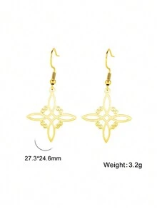 1對女士不鏽鋼威干結懸掛耳環,簡約時尚珠寶情人節禮物 - 垂墜系列 - 查看 11