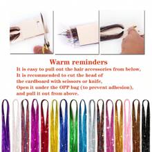 1 Pc Sparkle Shiny Hair Tinsel Hair Extensions Dazzles Women Hippie For Braiding Headdress Hair Braiding Tools Long 90cm/120cm - Hot Pink - View 10