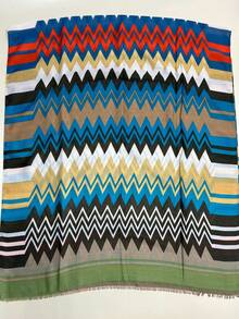 1個簡約印花圖案的新款彩色幾何鑽石設計長圍巾,春夏時尚雪紡披巾,適合女性 - 彩色 - 查看 10