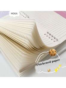 1pc Red B5 Blush Series Loose Leaf Notebook, 5 Holes Spiral-Bound Notepad Without Stab, Minimalist Ins-Style Student Detachable Memo Book - Red - View 4