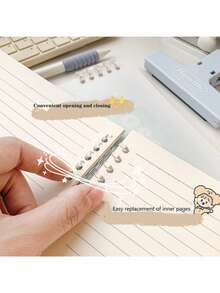 1pc Red B5 Blush Series Loose Leaf Notebook, 5 Holes Spiral-Bound Notepad Without Stab, Minimalist Ins-Style Student Detachable Memo Book - Red - View 3