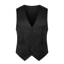 Chaleco De Traje, Clásico, Ejecutivo, Corte Regular P/hombre - Negro - Ver 2