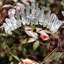 1pc Crystal Quartz Crown Rhinestone Tiara Mermaid Headband For Woman Wedding And Parties - No. 20 All White Stand-up Small Headband - View 5