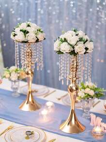 1 pieza Arreglo de flores de mesa, accesorios de decoración de boda o jarrones metálicos para flores en la mesa de hoteles - Dorado - Ver 1