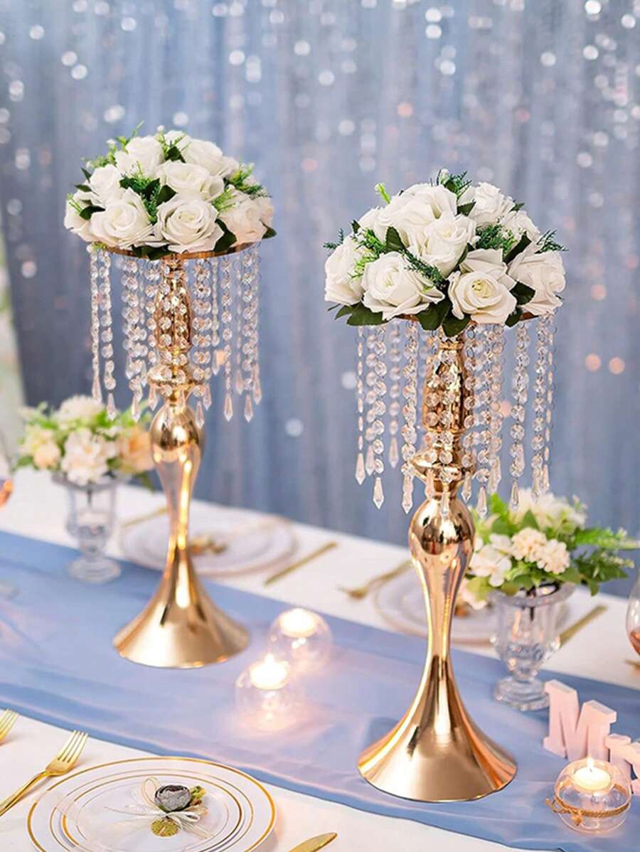1 pieza Arreglo de flores de mesa, accesorios de decoración de boda o jarrones metálicos para flores en la mesa de hoteles - Dorado - Ver 1