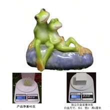 1 件 5.2 公分情侶青蛙坐在樹脂石工藝裝飾品上,適合陽台、書房、花園、戶外裝飾、情人節禮物 - 迷你情侶青蛙坐石頭 - 查看 5