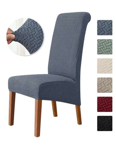 1 pieza/4 piezas/6 piezas Funda de silla de comedor a rayas beige con estampado a cuadros, de poliéster lavable y resistente al polvo, adecuada para comedor, hotel, gris oscuro, caqui, negro, decoración de otoño, decoración de habitación, vuelta al colegio, material escolar