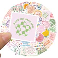 50 piezas de Pegatinas lindas en colores pastel, pegatinas preparatorias, pegatinas estéticas en colores pastel, pegatinas de dibujos animados, pegatinas de colores, pegatinas de vinilo resistentes al agua para botellas de agua, computadoras, portátiles, teléfonos, equipaje, cuadernos