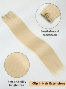 1 Pc Of 24 Inches 16-Clip No-Net Synthetic Woven Hair Extension Wig Available In Three Classic Color Options: Black Sparkling Gold And Mixed Shade The Design Of Each Clip Ensures Easy Application Specifically Designed For Women Suitable For Daily Used As Well As Christmas Gatherings And New Year's Celebrations - Gold - View 7