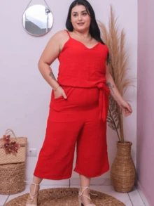 Women Jumpsuits - 紅色 - 查看 3