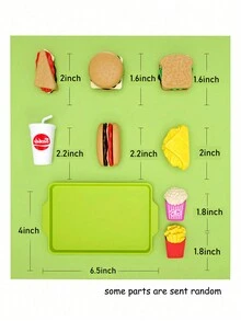 1 套 9 件套兒童模擬假裝玩具食品套裝玩具幼兒兒童廚房配件漢堡包和三明治玩具男孩女孩的理想節日禮物(隨機炸薯條) - 彩色 - 查看 3