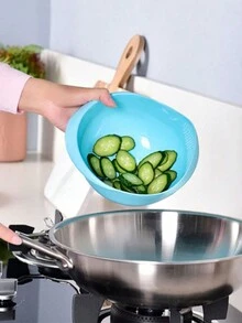 1個多功能米洗米器,帶濾網、水龍頭和量杯,廚房必備 - 藍色 - 查看 6