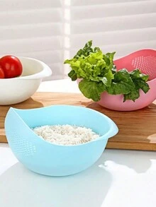 1個多功能米洗米器,帶濾網、水龍頭和量杯,廚房必備 - 藍色 - 查看 5