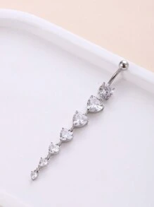 1pc Vibrant Rhinestone Heart Shaped Navel Ring In Various Sizes Valentines
