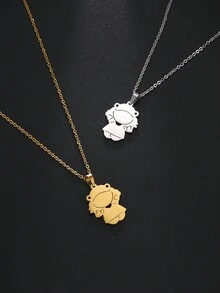 1條女士不鏽鋼愛情圖案卡通男孩和女孩吊墜項鍊,家庭聖誕禮物 - 小人系列 - 查看 3