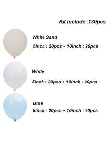 Juego de 130 piezas de globos en colores blanco, beige y azul para guirnalda y arco - decoración para fiesta de cumpleaños, boda, bautizo y otros eventos - Multicolor - Ver 3