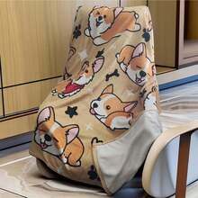 1pc Cute Printed Cartoon Animal Pattern Flannel Blanket, Soft And Warm Suitable For Home, Office And All Seasons - Yellow - View 1