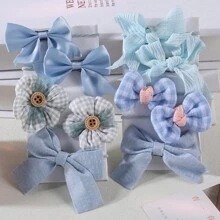 10 Piezas De Lazos De Malla Bonitos Para Niñas Y Lazos Para El Cabello Con Flores Con Banda Elástica, Adecuados Para Uso Diario - Multicolor - Ver 6