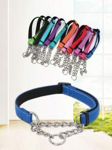 1pc Adjustable Anti-Shock Reflective P Chain Dog Collar, Random Color - Multicolor - View 1