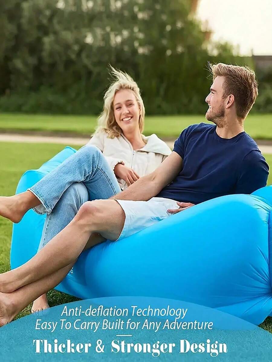 1入組戶外充氣沙發床，懶洋洋的便攜式單人休閒椅，適用於野營、音樂節等活動