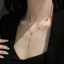 1 件 Love 鈦鋼項鍊,玫瑰金色,奢華精緻鎖骨鏈,時尚吊墜,適合女士日常佩戴 - 玫瑰金 - 查看 4