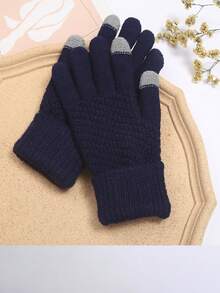 1pair Women's Cute Plush Cartoon Rabbit Full Finger Gloves, Thickened, Winter Warm Gloves For Students & Cycling - White - View 4