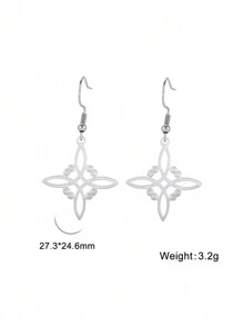 1對女士不鏽鋼威干結懸掛耳環,簡約時尚珠寶情人節禮物 - 垂墜系列 - 查看 15